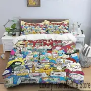 v172 Bed Sheets Cartoon Adventure Time Bedding Set,Duvet Cover Comforter Bed Set Quilt Cover Pillowcase,King Queen Twin Size Boys Girls Adults 3-Piece