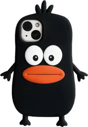 Kawaii Phone Cases Apply to iPhone 13 Pro Max,Cute Cartoon Black Sausage Mouth Duck Phone Case 3D Case Soft Silicone Shockproof Protective Cover