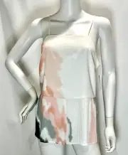 Nine West Tank Top Womens Medium White Peach Green Softened Dye Effect Shirt