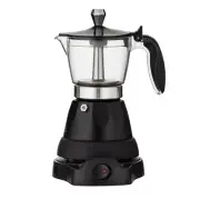 Eletric Espresso Maker 3 cup Italian Coffee Percolator Black/Silver Leaf & Bean