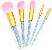 CALLARON 5Pcs Transparent Handle Makeup Brush Professional Liquid Foundation and Powder Brushes for Women Includes Eyebrow Brush and Blush Brush for Daily and Professional Use