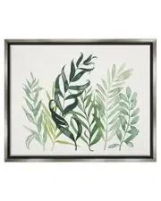 Layered Plant Leaves Botanical Framed Floater Canvas Wall Art by Grace Popp