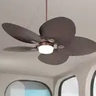 52" Breeze Tropical Indoor Outdoor Ceiling Fan with LED Light Remote Bronze Palm