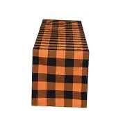 Halloween Buffalo Check Plaid Table Runner, 14 x 72 Inch Orange and Black