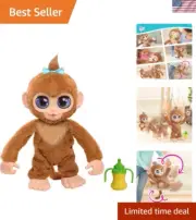 furReal Peanut The Playful Monkey Interactive Toy, 15-inch Realistic Plush, K...