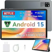 Blackview Tab 60 Pro Tablet Android 15, 12GB RAM + 128GB ROM/2TB TF, 10 Inch with Widevine L1, Unisoc T606 Octa-Core, Dual 4G SIM Tablet PC, 5G WiFi, 7700mAh Battery Including Keyboard and Protective