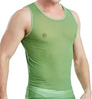 [Bollrllr] Sexy Men Top Sheer Mesh Pajamas Sheer Pajamas Sleeveless Top Tee Sexy Lingerie Top