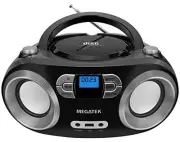 Portable CD Boombox with FM Stereo Radio, Bluetooth, USB Port, and Black