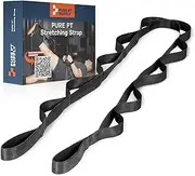 Pure PT Stretch Strap – Physical Therapist-Approved Flexibility & Mobility Trainer | Premium Stretching Strap with Comfort Handles & 10 Loops for Yoga, Rehab, Injury Recovery & Flexibility Training,