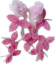 [RYEPOLNIX] Handmade Earrings Pink Rose Beaded Flower Petal Tassel Stud Earrings Summer Beach Sweet Cute Cool Girls Party Earrings/707