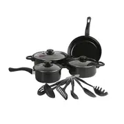 13pc Non-Stick Comfort Handle Kitchen/Home Glass Lid Cookware & Utensil Set