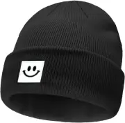 Baby Beanie for Kids, Soft Knit Winter Hat, Smiley Face Design Stretchy Toddl...