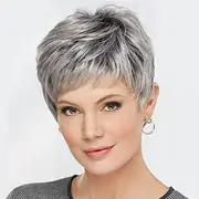 Pixie Cut Wigs Short Hair Wig European And American Women's Fashion Mixed Color Bangs Chemical Fiber Headgear Wig For Daily Party