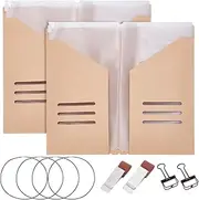WEBEEDY Travel Notebook Accessory Set 2 Pack Passport Holder Set with Transparent Bag Travel Folder Pen Holder Clamp Clips and Elastic Bands Pack of 12