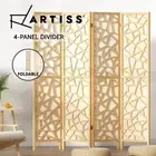 Artiss 4 Panel Clover Room Divider Screen Partition Privacy Wooden Stand Natural