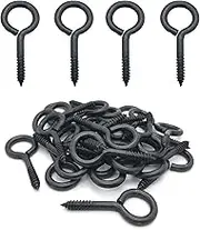 Screw Eyes, 2 Inch Metal Eye Hook, Zinc Plated Self Tapping Screw Hooks Ring, Eyelet Screws Black 30 Pcs