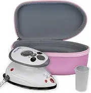 The Quilted Bear Mini Iron - Lightweight Steam Iron With Ceramic Sole Base Plate & Temperature Gauge for Quilting or Travel (Pink Case), (QBMIC-PNK)