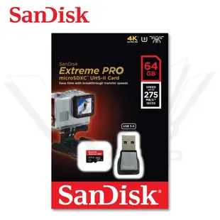 SanDisk 64G Extreme PRO UHS-II microSD記憶卡 + USB3.0讀卡機 廠商直送