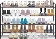 AOODA 4 Tier Long Shoe Racks for Bedroom Closet Wide Shoe Storage Organizer Stackable Boot Shelf for 30 Pairs Sneakers (Bronze)