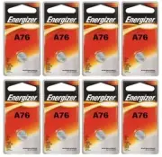 8 pcs Energizer A76 Alkakine Coin 1.5V Batteries Single Pack LR44 357 Exp 2021