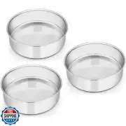 E-far 6 Inch Cake Pan Set of 3, Stainless Steel Round Smash Cake Baking Pans