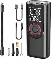 Tire Inflator Portable Air Compressor 80W, Maximum Air Pressure 150PSI, for Car, Motorcycle, Bike, Ball