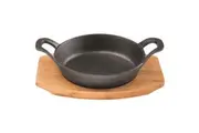Pyrolux Pyrocast 18cm Cast Iron Round Gratin w/ Tray Pan/Skillet Cookware Black