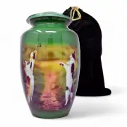 Green Colour Cat Print Cremation Ashe Box Keepsake Urns for Adult Male Female