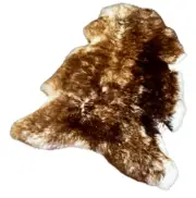 Natural Light Brown with White Sheepskin Rug – Genuine Muflon & Decorative Fur