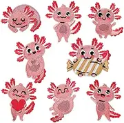 [Generic] Animal Iron Patches | Embroidered Axolotl Patches for Jeans - Cute Mexican Salamander Sew Repair Embroidered Patch Funny Animals Kidcore Aesthetic