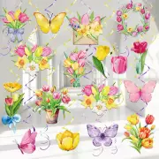 60 Pcs Spring Party Decorations Tulip Ceiling Decoration Hanging for Home,,,,