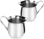 2Pcs Milk Frothing Pitcher Stainless Steel 60Ml Small Bell-Shaped Creamer Mini C