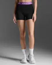 Core Compression 3 Inch Shorts, 2XU, XL, Black/Thistle, Female