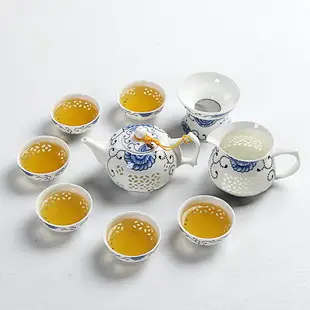 陶瓷功夫茶具套裝茶杯茶壺整套紫砂手繪青瓷青花玲瓏汝窯白瓷