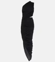 [Alaia] Alaïa Cutout ruched jersey midi dress AU 12 black