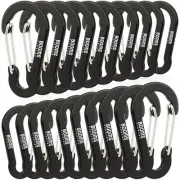 20Pack Small Carabiners: Multi-use 2in Carabiner Clips - Mini Keychain Black