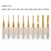 10x 1/8" Shank End Mill Carbide CNC Milling Cutter Router Bits 0.8-3.175mm