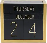 Juegoal Wooden Perpetual Calendar, Wooden Block Daily Calendar Office Desk Accessories (Black)