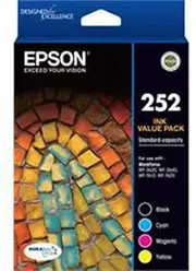Epson 252 Genuine Ink Cartridges (Pack of 4), 1250 Prints Capacity