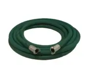 1" ID x 50 Ft Green 4-Ply Rubber Sand Blast Hose Assembly, 1" Quick Connect
