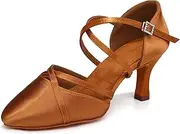 [HROYL] Women Latin Dance Shoes Salsa Tango Standard Practice Performence Party Closed Toe Ballroom Dance Shoes,Model 933