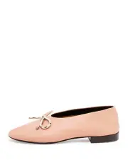 NEW Balenciaga Leather Bow Ballerina Flat Shoes Nude Beige 37 / 7 US