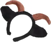 EXQUIMEUBLE Cute Sheep Horns Headband Plush Animal Ears Hair Accessory for Adults for Goat Costume Halloween Christmas Parties and Themed Events Comfortable Versatile Design