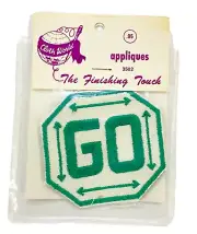 Vintage GO Green & White 3" Patch Old School Traffic Light Octagon Go Sign NOS