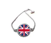 Union Jack (UK) Silver Colour Bracelet With Diamantes And Gift Box