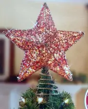 Winter wonderland Tree Topper Star ruby gold New in box