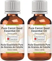 Greenwood Essential Pure Carrot Seed Essential Oil (Daucus carota) Steam Distilled for Personal Care (Pack of Two) 100ml X 2 (6.76oz)