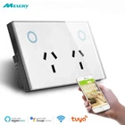 Australia Standard Tuya Smart Wifi Glass Panel Touch Switch Wall Socket Universa