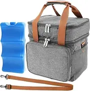 Breastmilk Cooler Bag with Ice Pack Waterproof Insulated Baby Bottle Tote with Shoulder Strap Double Layer Baby Bottle Tote Portable