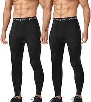 NuCamper Men’s Compression Pants Running Tights Workout Leggings Athletic Base Layer for Sports Basketball Gym
